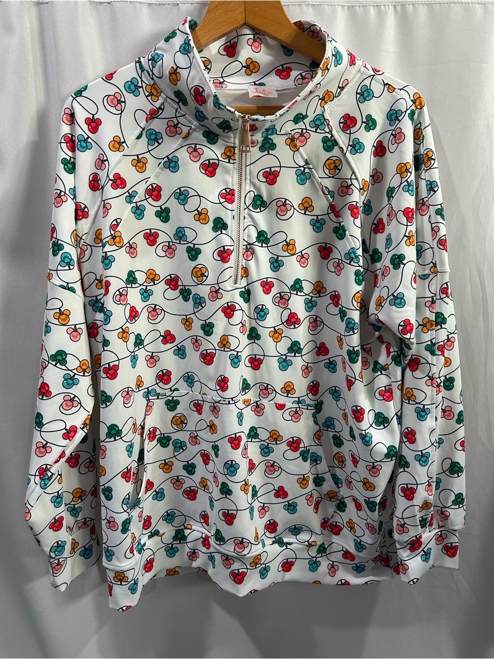NWOT The Magic Box Mickey Christmas Lights Quarter Zip jacket